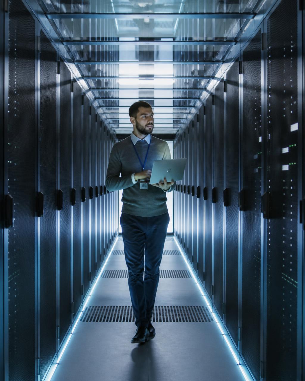 Modern data centre corridor
